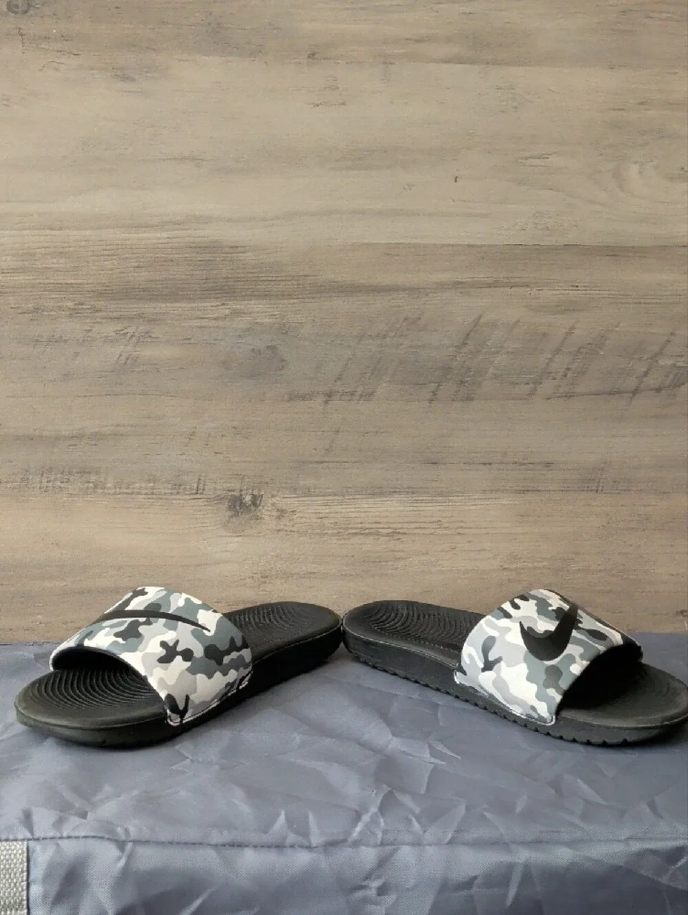 Nike Boys Kawa Slide Sandals In Black & Gray Camo